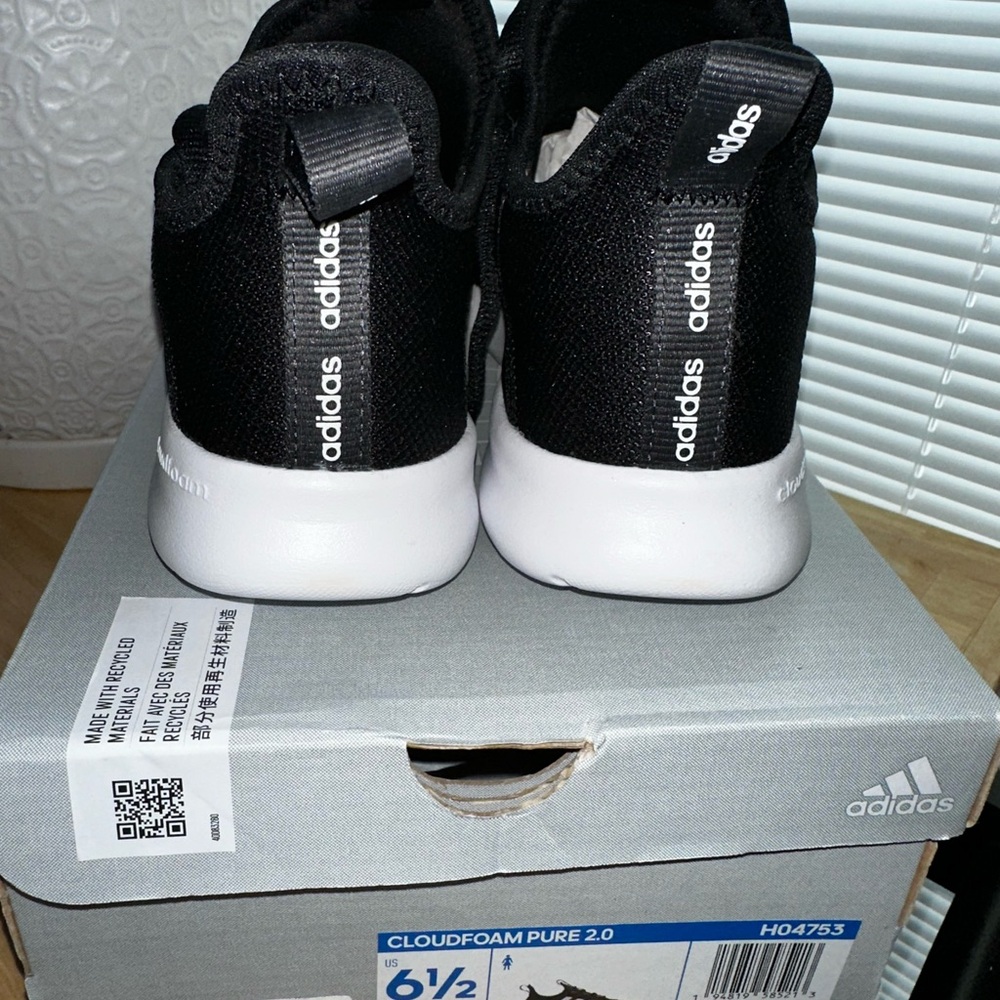 Adidas Cloudfoam Pure 2.0 Sneakers Black White Womens/Kids - Picture 3 of 5